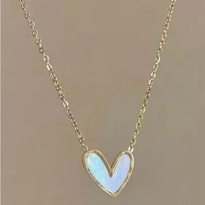 Gold Heart Necklace with Iridescent Pendant